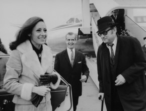 Caterina Valente and husband Eric van Aro (R), Zurich-Kloten airport 1969