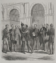 Franco-Prussian War (1870-1871). King William I arriving from Ems, at the Berlin railway station,