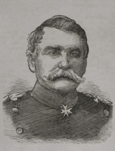 Gustav von Alvensleben (1803-1881). Prussian general. Portrait. Engraving. ""Historia de la Guerra