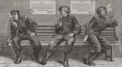 Franco-Prussian War (1870-1871). Prussian army. Bavarian officers smoking during a break. Engraving