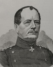 August von Werder (1808-1888). Prussian general. Portrait. Engraving. ""Historia de la Guerra de