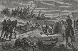 Franco-Prussian War (1870-1871). Night execution of two men, caught red-handed, marauding a