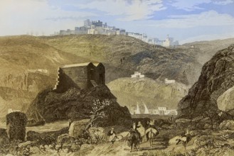 Patmos. Engraving by Aubert. Later colouration. ""La Tierra Santa y los lugares recorridos por los