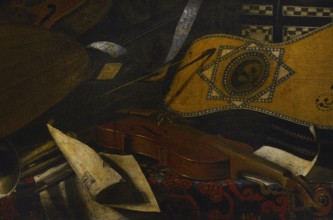 Bartolomeo Bettera (1639-1688). Italian painter. Still life with musical instruments. Oil on canvas