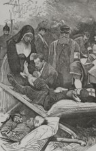 Franco-Prussian War (1870-1871). Prussian ambulances. Tending the wounded soldiers, September 1870.