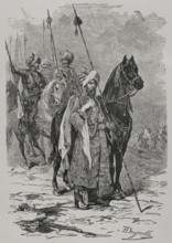 Russo-Turkish War (1877-1878). Kurdish cavalry of the Turkish army. Engraving by L. Chapon and