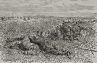 Russo-Turkish War (1877-1878). Cossack ambush. Engraving by Durand. ""La Guerra de Oriente"" (The