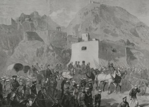 Russo-Turkish War (1877-1878). The Russian garrison at Bayezid on their way to meet the Ottoman