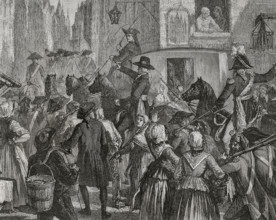 French Revolution. King Louis XVI (1754-1793) and the royal family taken to the Temple prison in
