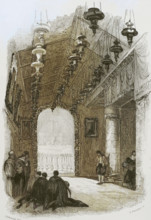 Bethlehem. Shrine of the Nativity. Engraving by Emile Rouargue. Later colouration. ""La Tierra