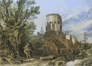 Samaria. Ruins of the city in the mountainous region of ancient Canaan. Engraving by Aubert. Later