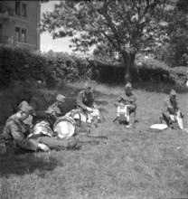 Drummers with their instruments; 1942