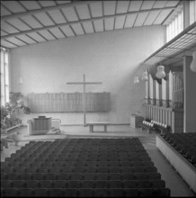 Interior view of the Protestant Church in ZurichAltstetten, 1965