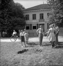WWII: Bombing in Switzerland; impact, crater, 1943