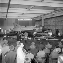 Presentation of the Saab Draken military jet, Emmen 1960