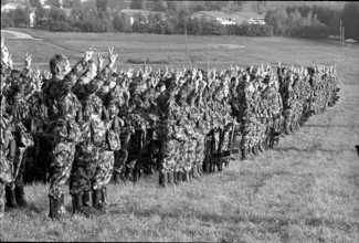Swearingin of the security force at Kloten Airport 1970
