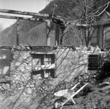 A dilapidated mill is renovated into a youth club; DiesbachBetschwanden 1959