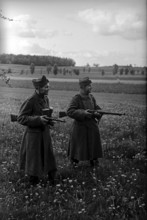 Swiss soldiers at the German border 1945