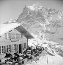 Grindelwald BortFirst; Tourists at the Bort Restaurant, Wetterhorn; 1950