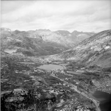 Gotthard: Pass summit with hospice and Ritom Lake; 1954