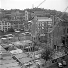 Geneva: Construction site; Grand Théâtre under construction; 1958