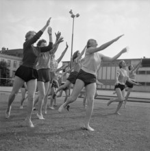 Students during gymnastics class, Oberseminar Zurich 1957