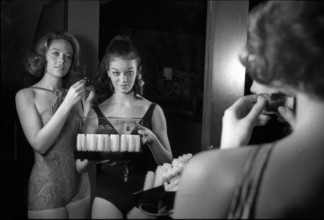 Women preparing for the Miss Switzerland contest 1969