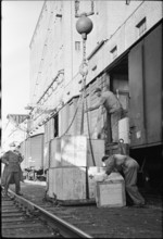 Loading goods from the Red Cross dutyfree warehouse in Basel, 1944