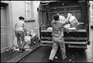 Men collecting waste paper, 1973