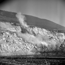 Blasting on the cantonal road near SaintLéonard in 1966