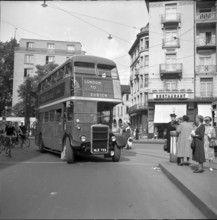 London doubledecker bus in Zurich, 1953