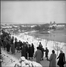 Protest against power plant construction; hydroelectric power plant; 1952