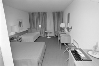 Hotel room at the Hilton Hotel in ZurichKloten, 1971