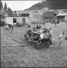 Frutigen, fire at the slate factory; 1962