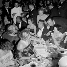 Wealthy guests at a charity gala for the Red Cross in St. Moritz, 1957