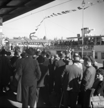 German tourists at the port of Romanshorn, 1948
