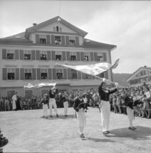 Appenzell: Flag wavers at the Landsgemeinde 1957
