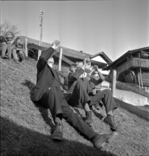 Students celebrate the end of the school year, 1943