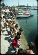 Children at the port of Punta de Amer 1976