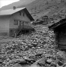 bag; Rubble and debris after debris flow; 1957