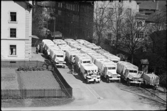 Red Cross truck convoy in Kreuzlingen, 1945