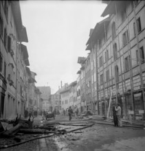 WWII: Bombings; repair work, Schaffhausen 1944