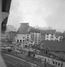 WW2: Bombings; burning houses, Schaffhausen 1944