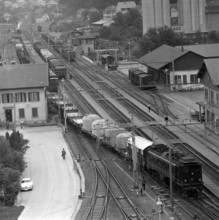 Cement trains at Wildegg station, 1959