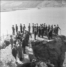 Men watching military jets, Alpnach 1961