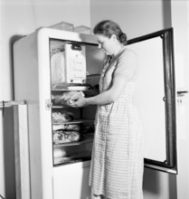 Farmer's wife at the refrigerator
