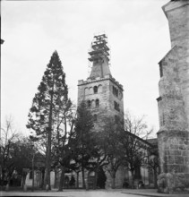 Tower of the cathedral Sion after earthquake 1946