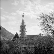 Vitznau church under renovation 1962