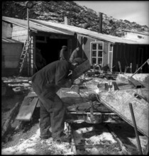 Welding at building site Cleuson dam 1948