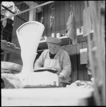 Butcher in the slaughterhouse Zurich, 1955